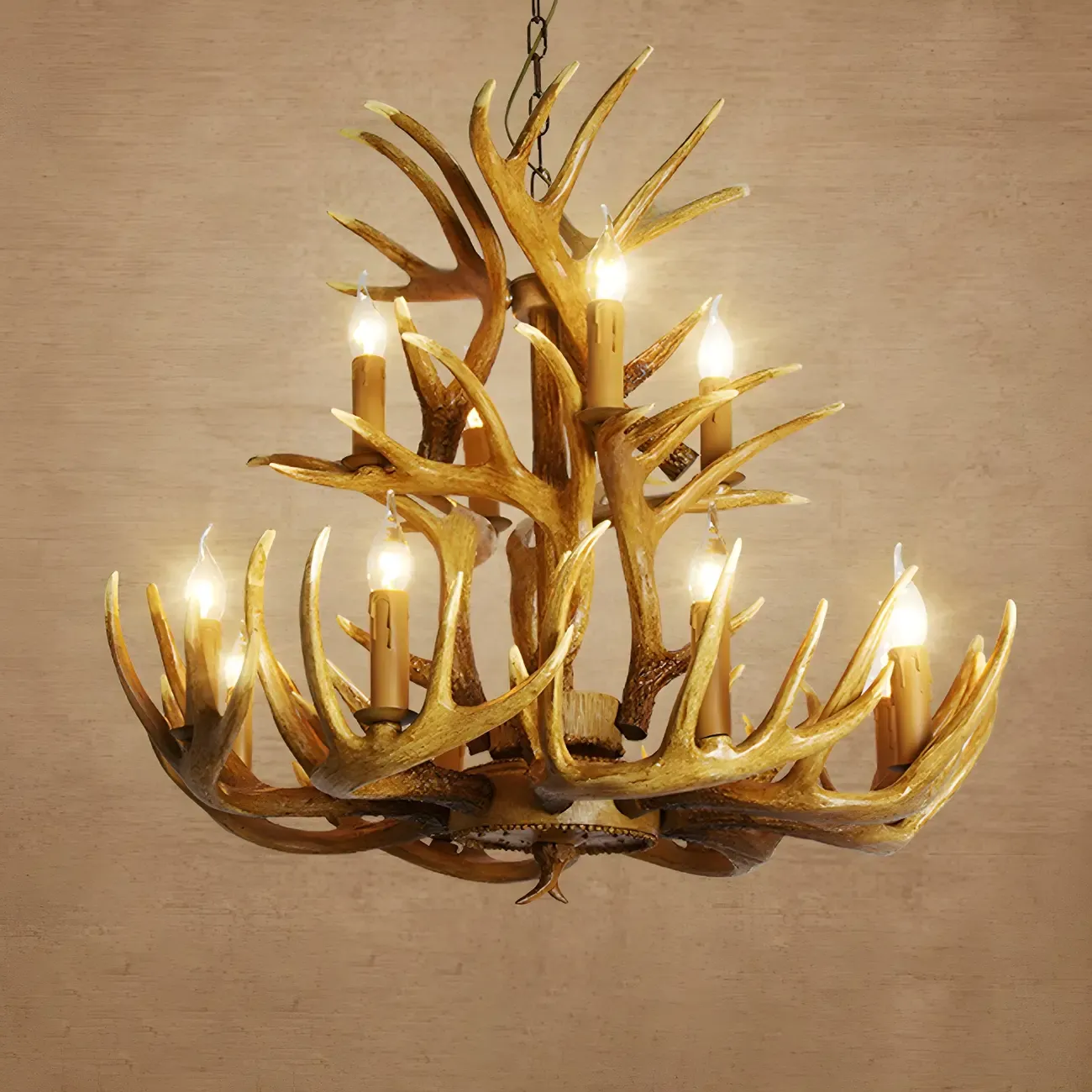 Rustic Unique Resin Antler Candelabra Chandelier