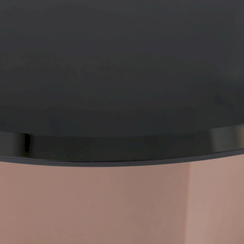 Round Coffee Table with Mirrored Glass Top – Black & Wine Red, Pedestal Base, Modern Style