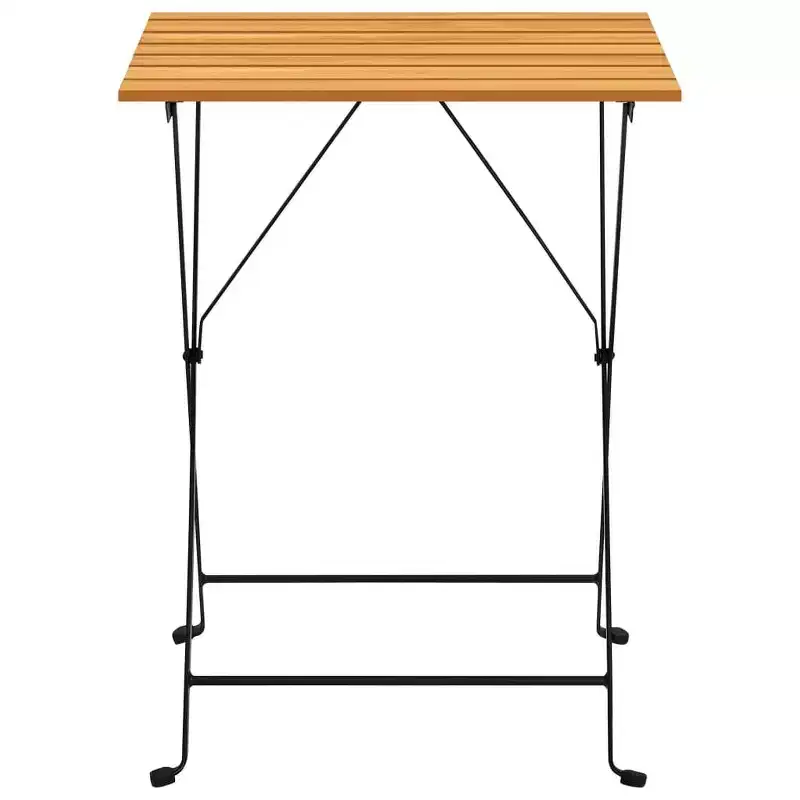 vidaXL Bistro Table And Chair Brown and Black Solid Acacia Wood Medium
