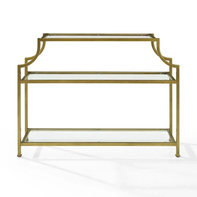 3-Tier Glass Console Table with Gold Finish Frame