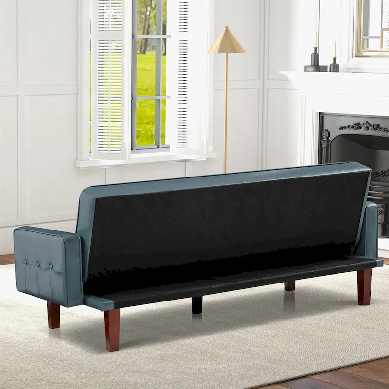 Sofa Bed Couch Faux Leather Loveseat Sofa Convertible Modern Futon Couch Small Sleeper Futons Bed