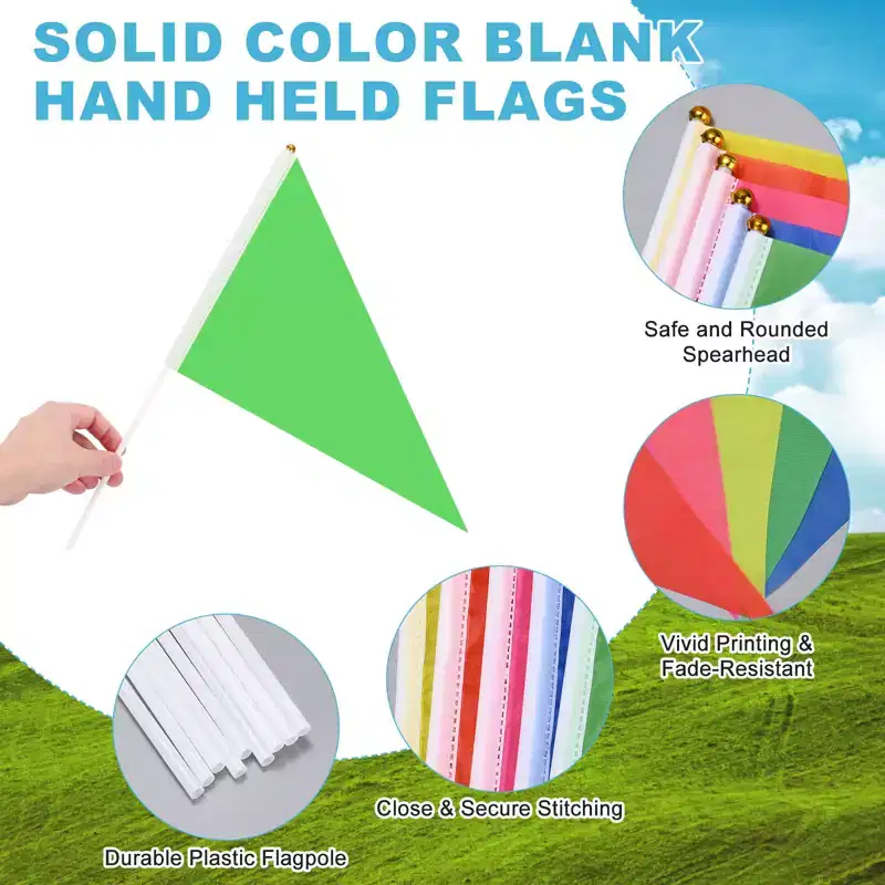Unique Bargains Mini Sublimation Durable Polyester Hand Held Plain Flags