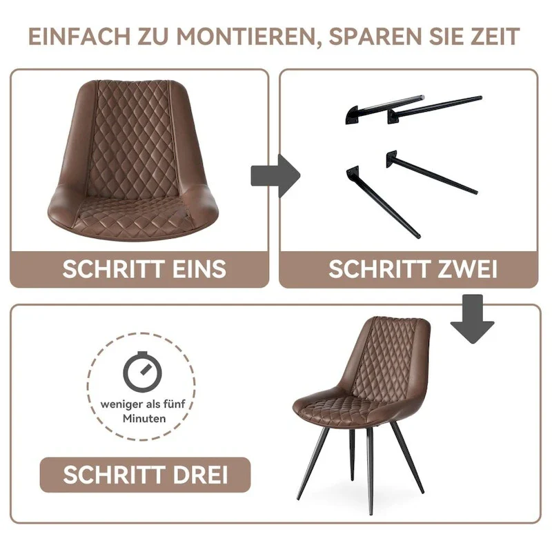 Leather Dining Chair with Metal Legs