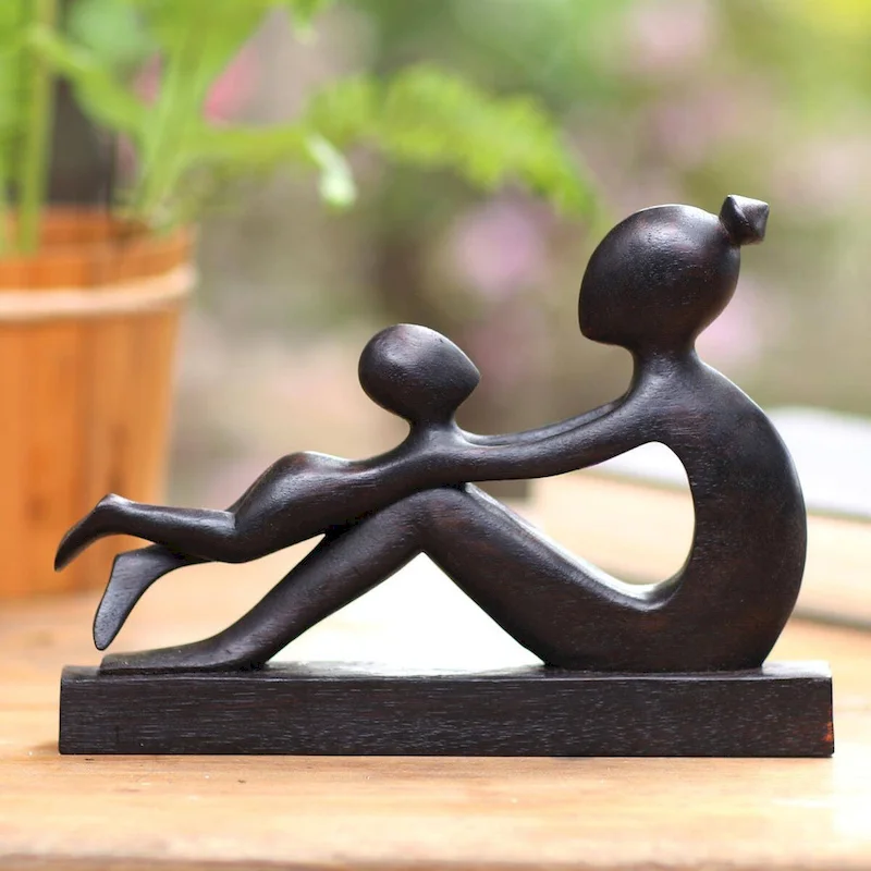 Novica Handmade Shape Of Love Wood Sculpture - 7.5  H x 9.75  W