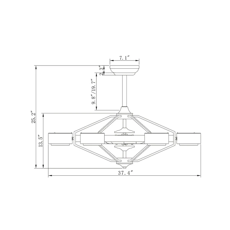 Larissa Matte Ceiling Fan Black+Gold 37-Inch 6-Light Open Metal Cage (Includes Remote)