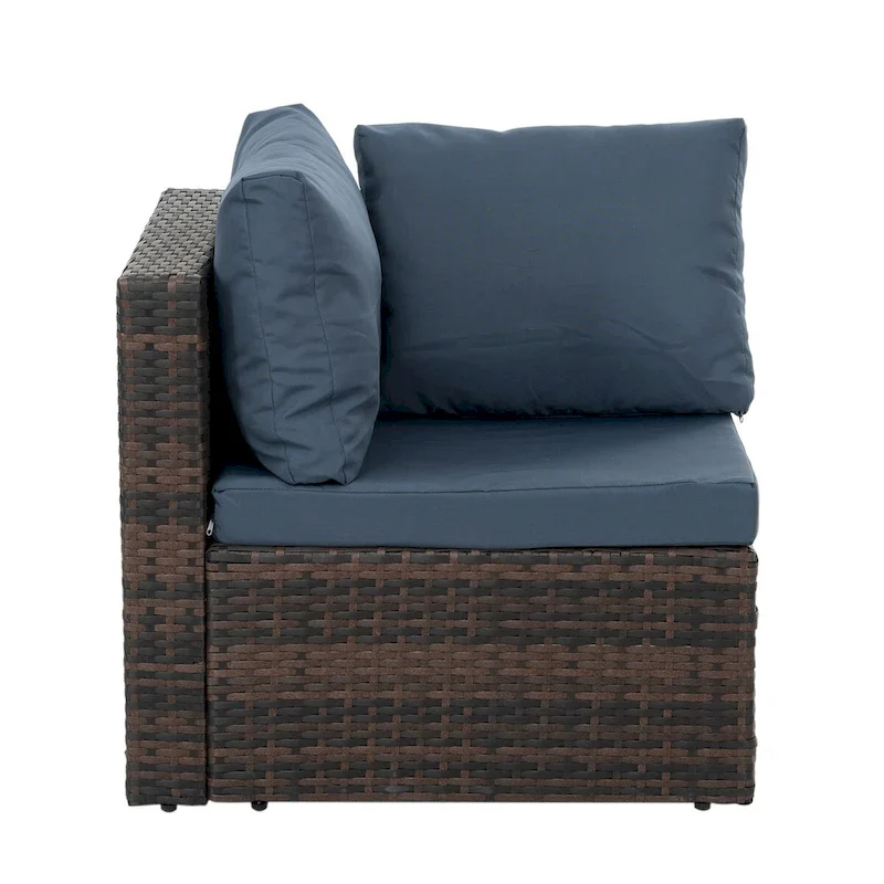 5 Set Wicker Furniture With Tempered Glass Coffee Table