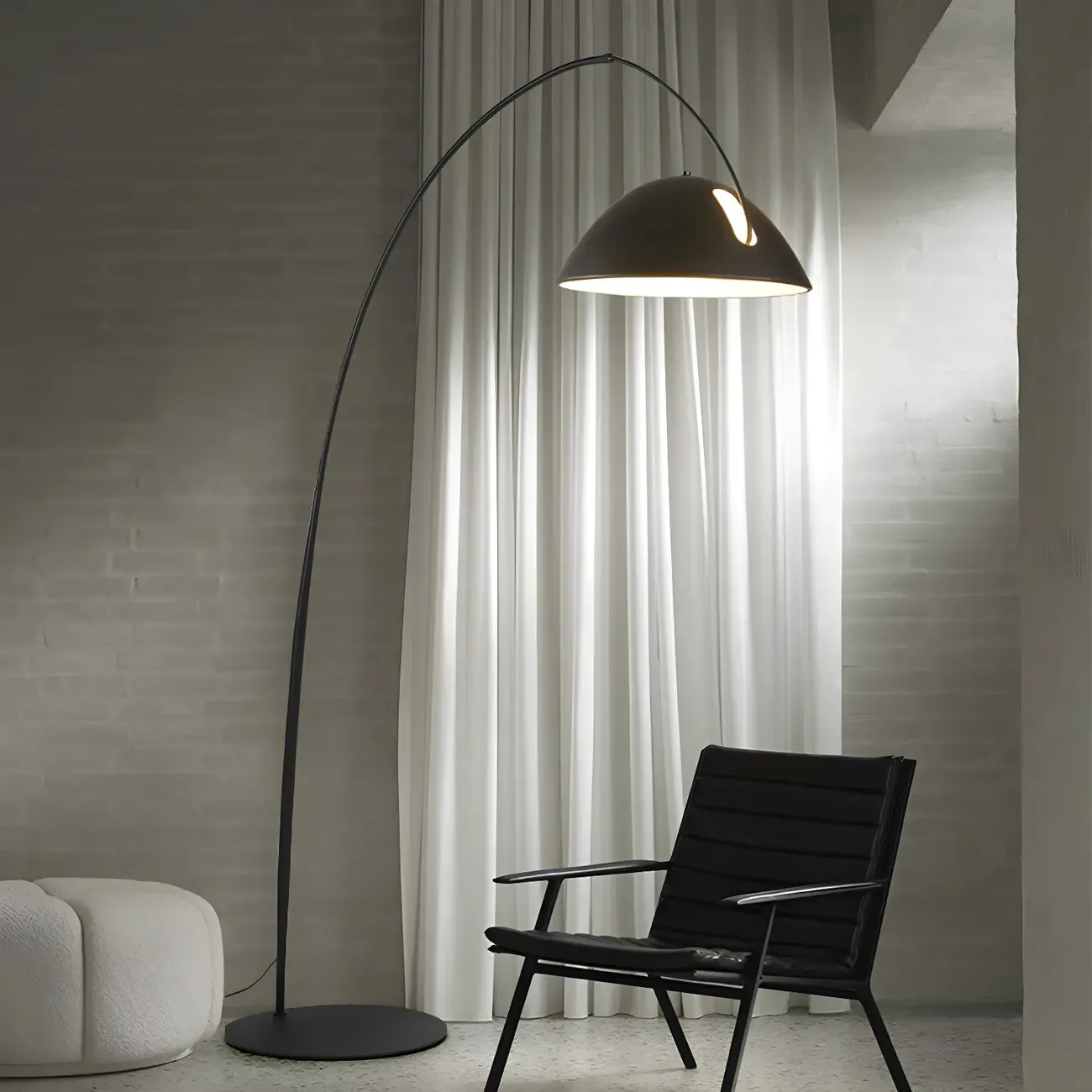 Black Metal Fishing Line Cone Floor Lamp