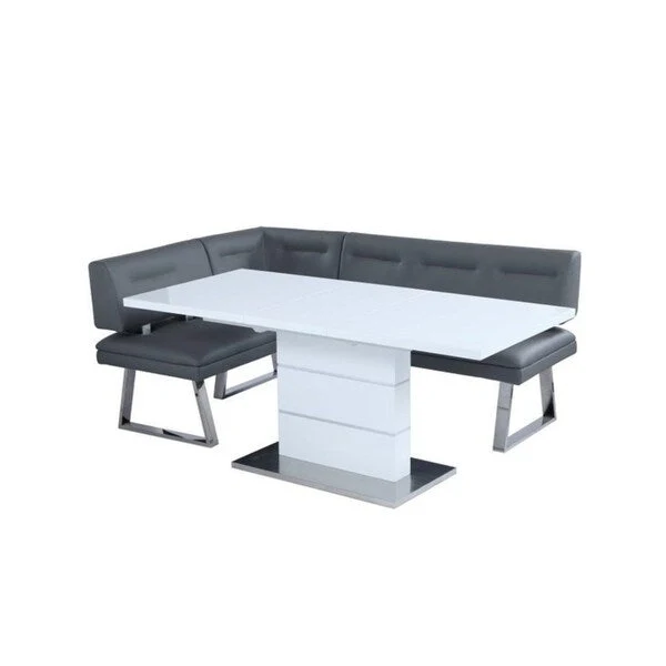 Somette Richard White and Stainless Steel 2-Piece Dining Set