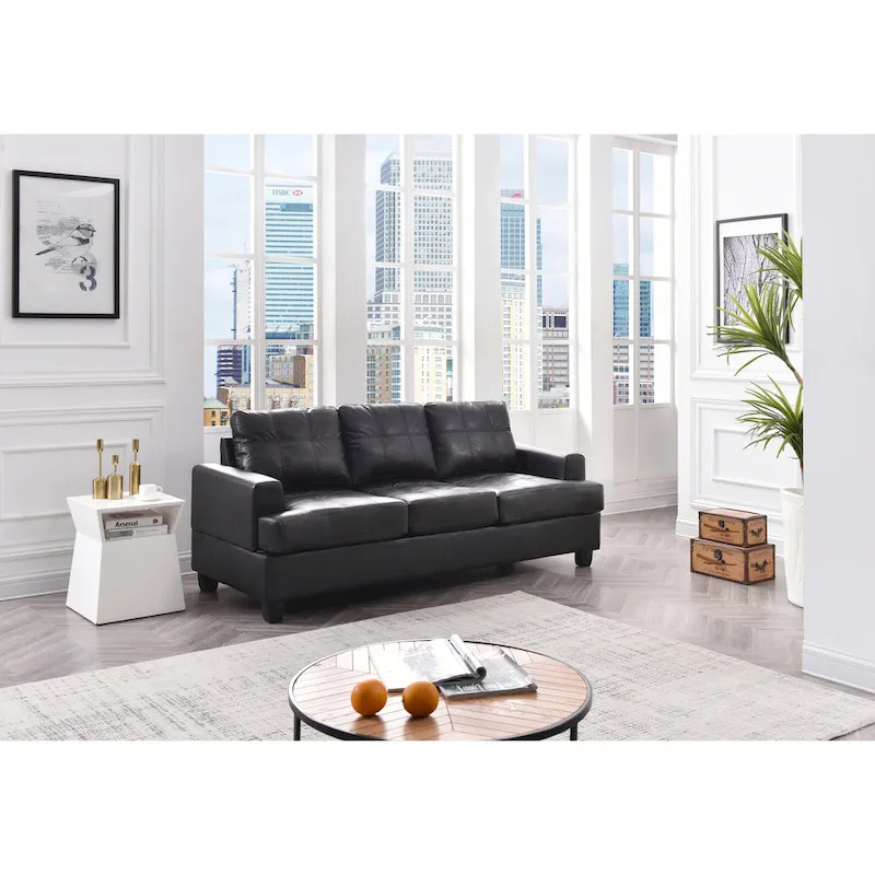 Modern Faux Leather Sofa — Living Room Couch