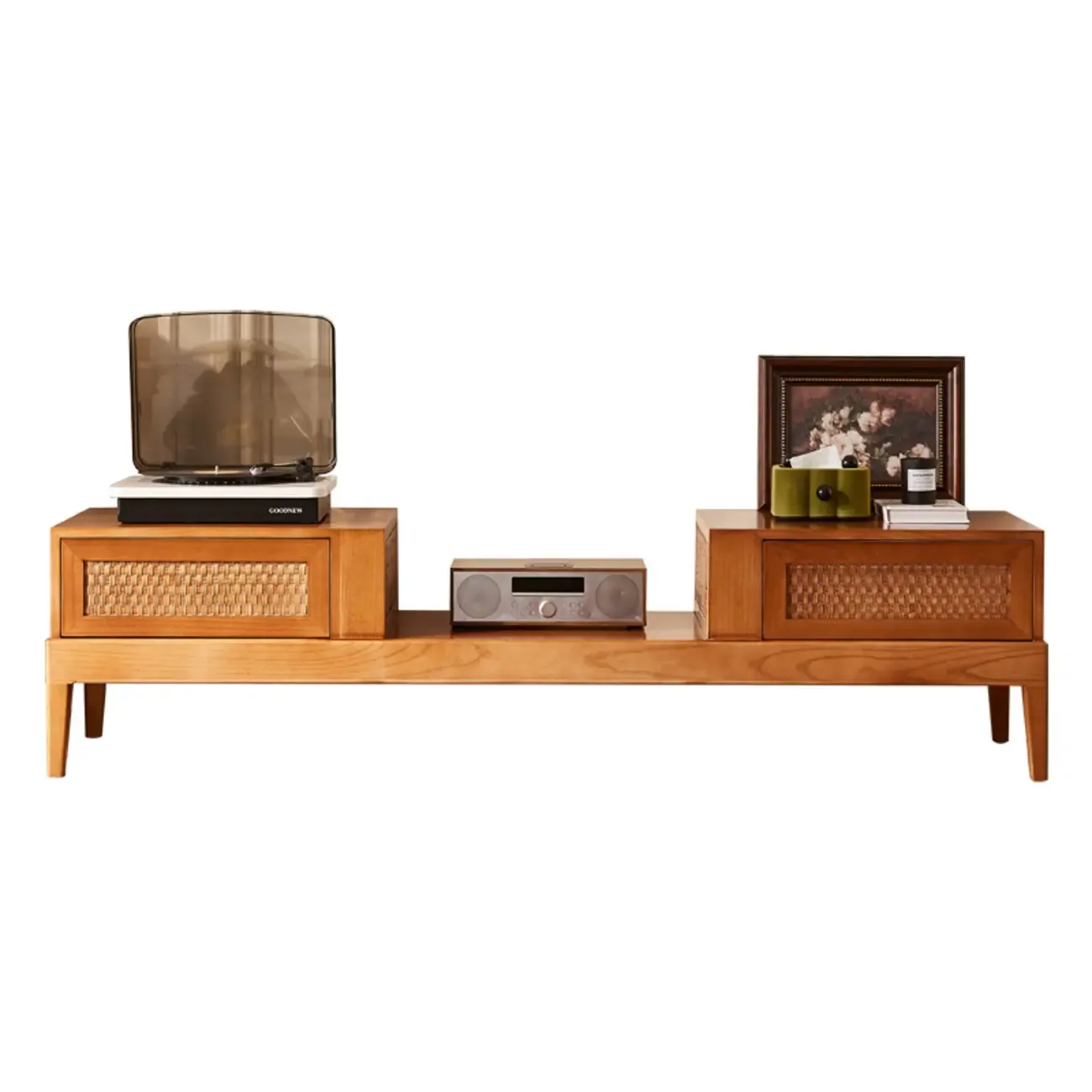 70Inch Modern Brown Wood TV Stand Entertainment Center