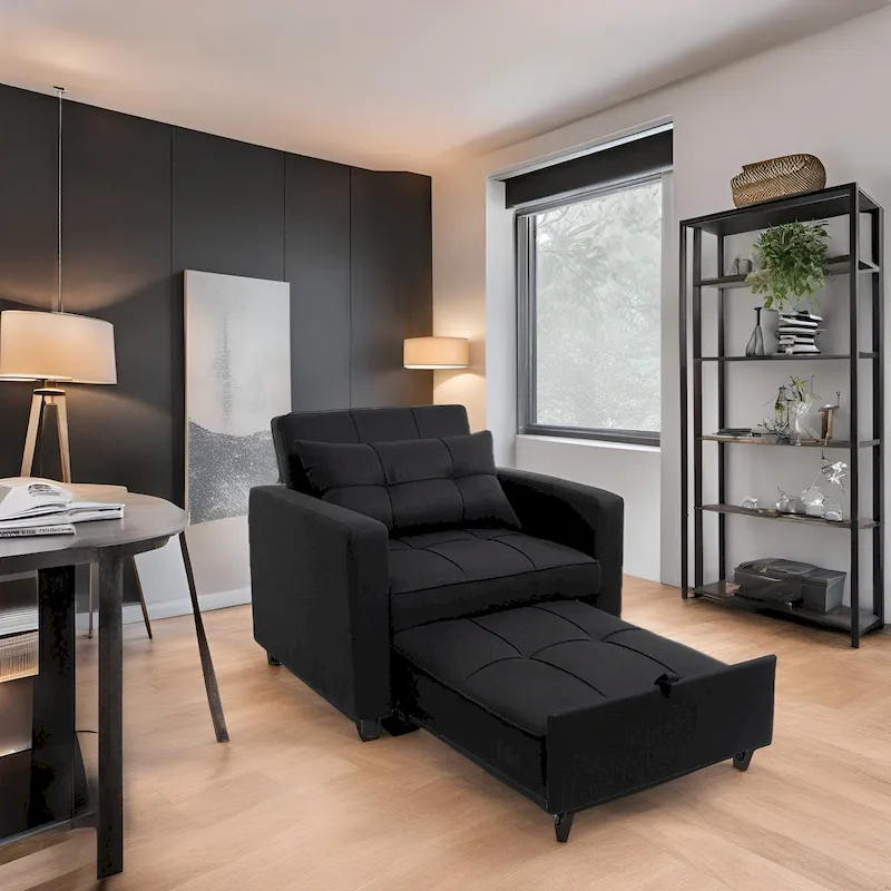 3-in-1 Convertible Recliner Chair Bed with Foldable Lounge