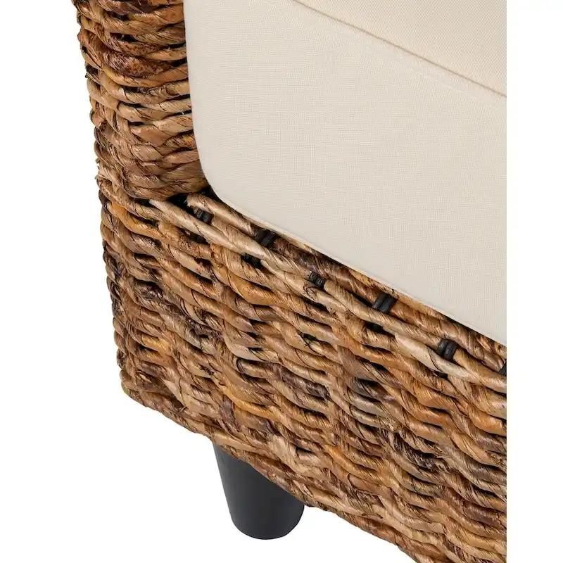 Woven Natural Abaca Bench With Cushion by East at Main