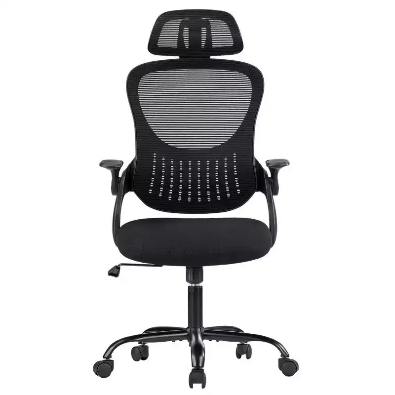 TUYOHW Ergonomic Office Chair,High Back Mesh Desk Chair with Adjustable Headrest & Flip-Up Armrests,Thick Cushion