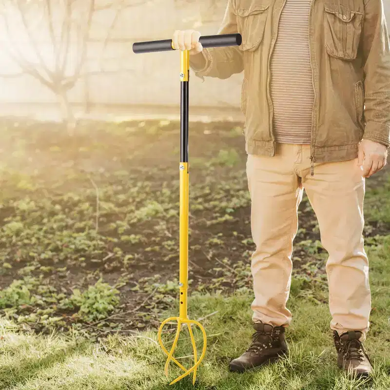 Pure Garden Adjustable Height Manual Hand Tiller