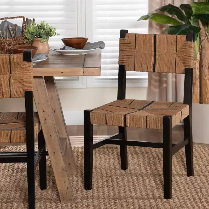 Brown/Black Bohemian Armless Dining Chair, Seats 1