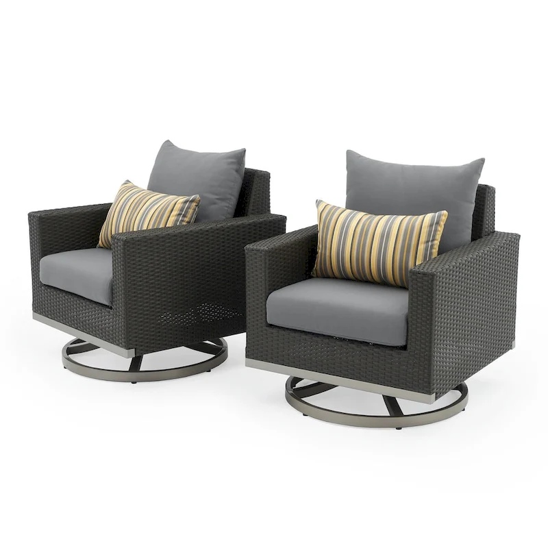 Milo Espresso 2 Piece Sunbrella Outdoor Patio Motion Club Chairs