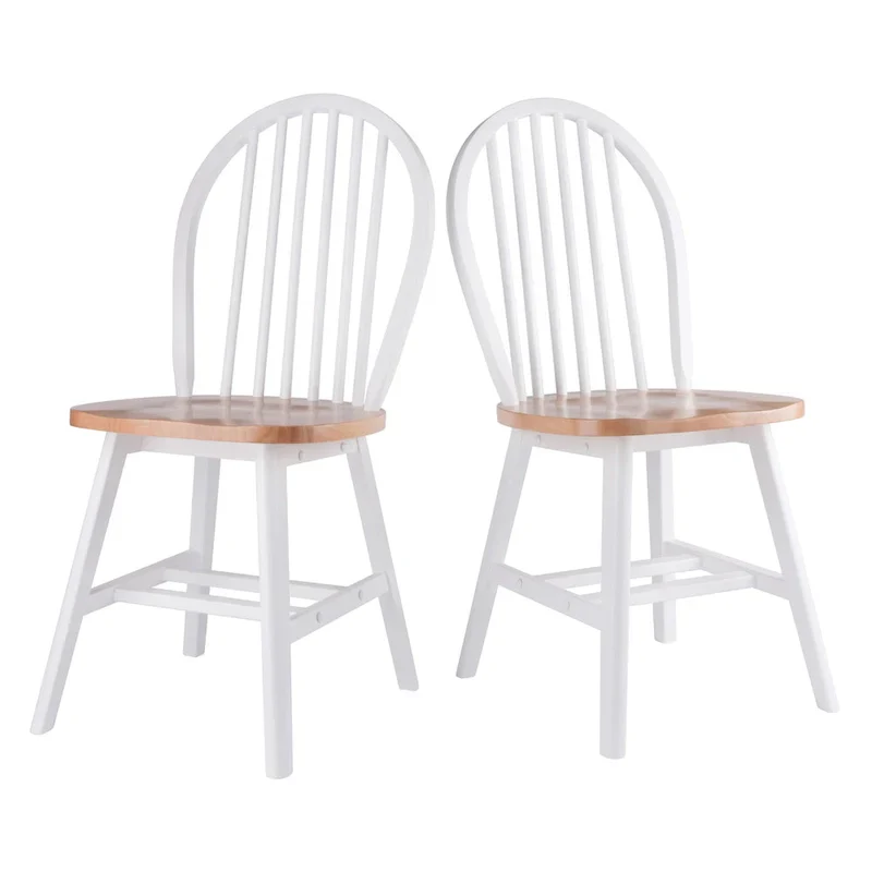 Windsor 2-Pc Chair Set, Natural and White