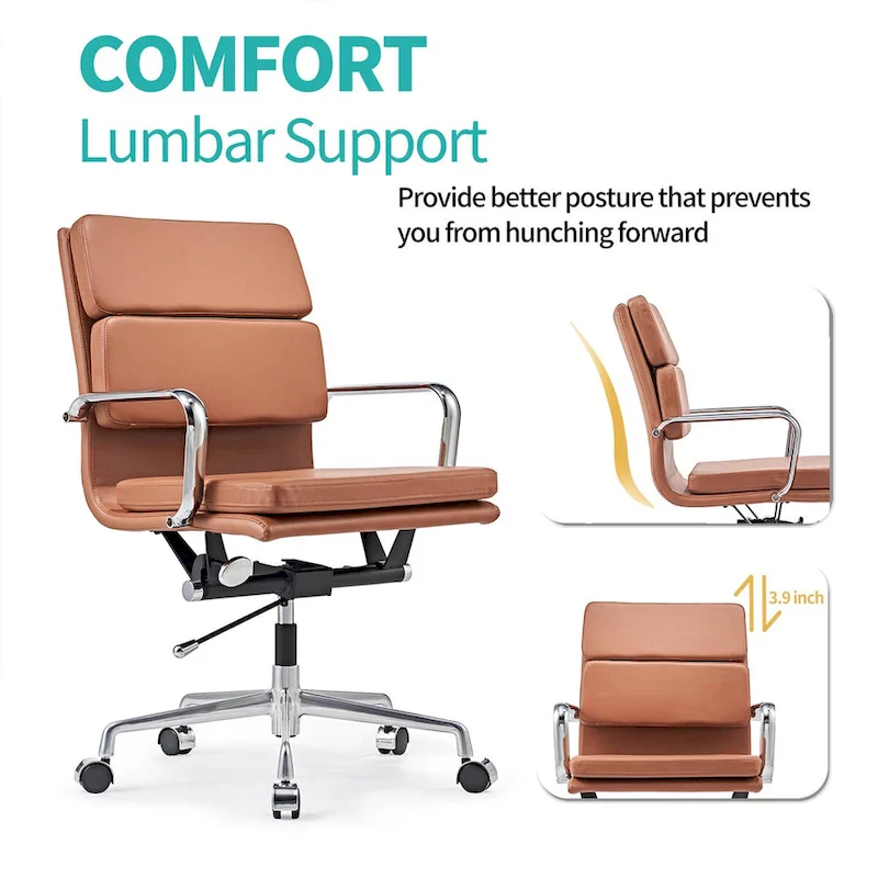 Office Chair PU Leather Adjustable ErgoChair with Thickened Cushion - N/A