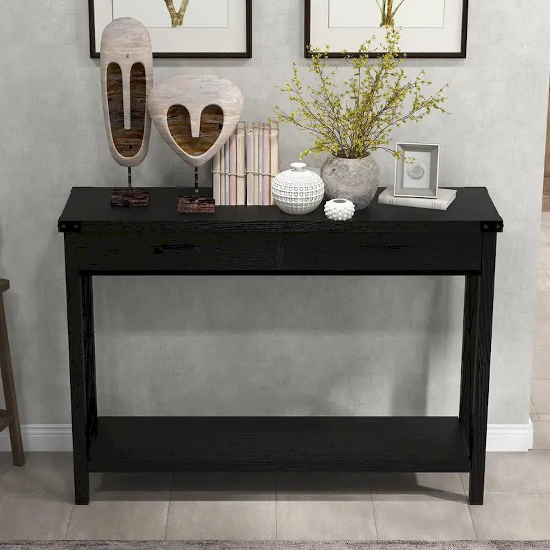 Industrial Console Table with Drawers
