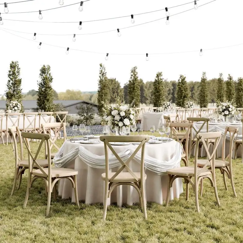 Indoor/Outdoor Commercial Grade Wood Look Resin Cross Back Chair - 19.25W x 19.75D x 35.25H