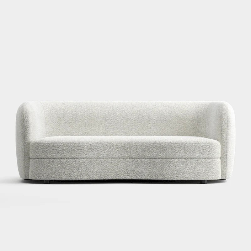 Modern Curved Arms Boucle Sofa with Kidney Style Seat