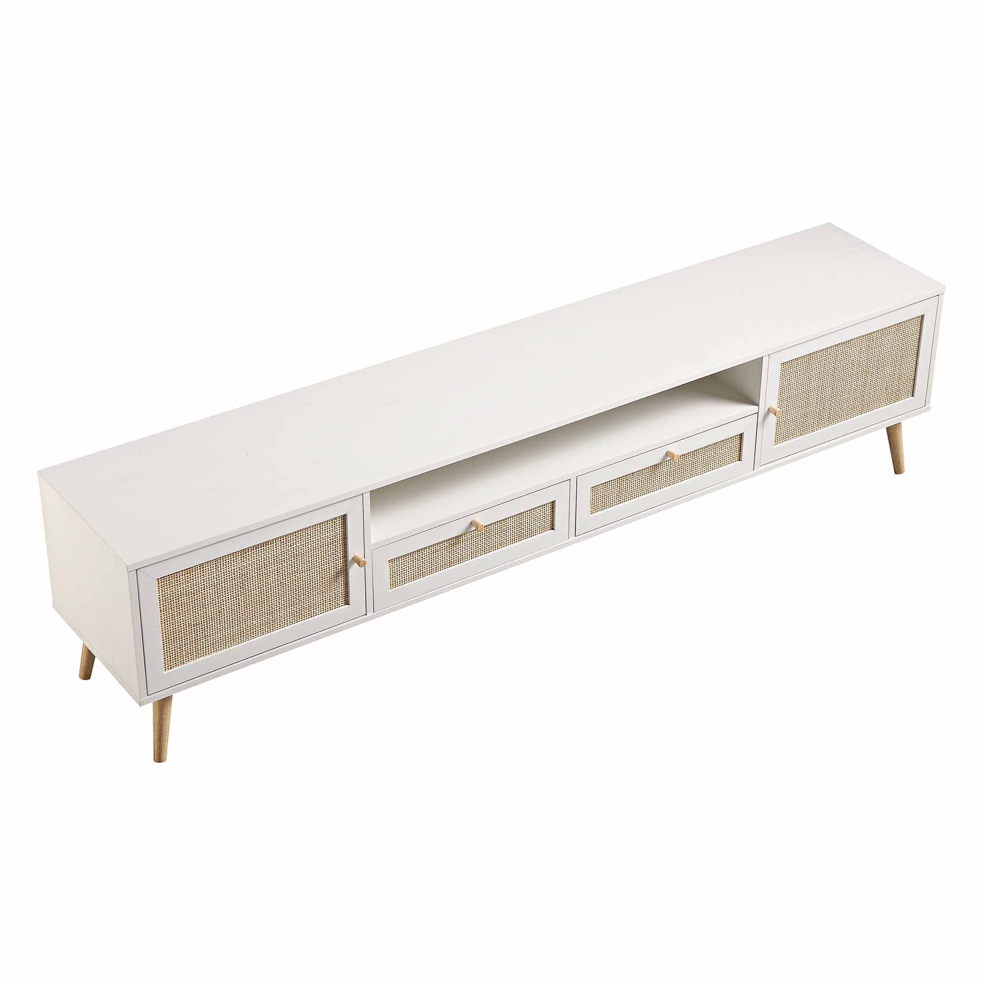 Woven Rattan 79in. Wide TV Unit, White