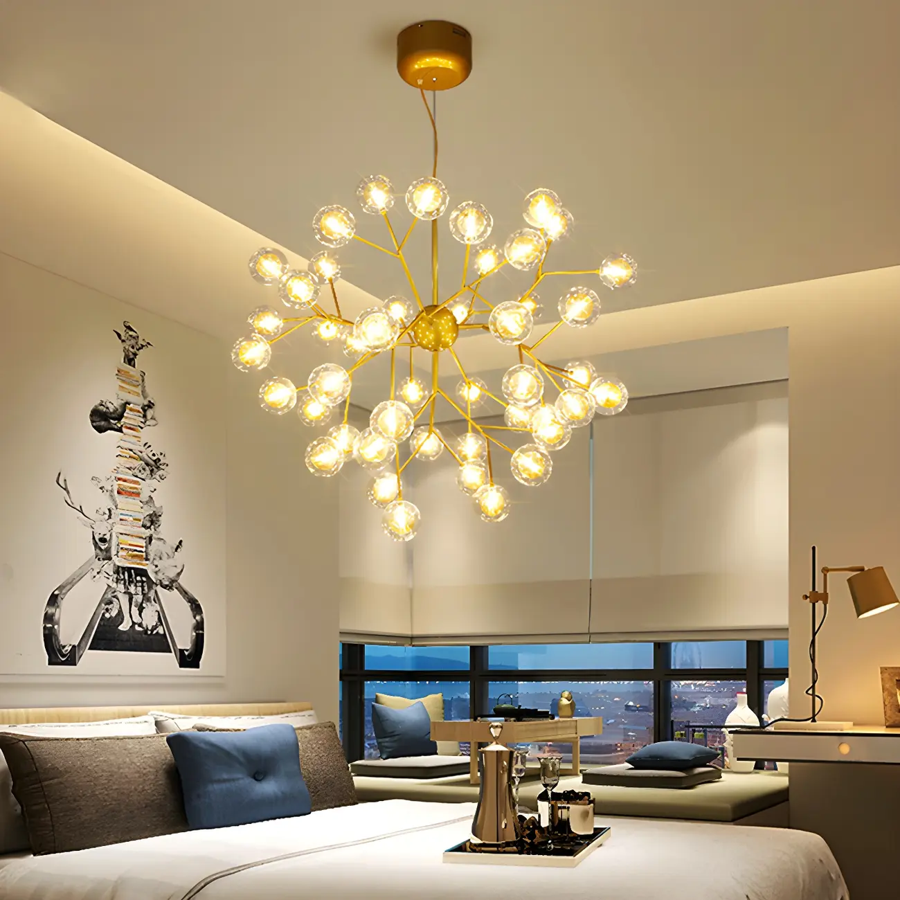 Adjustable Modern Globe Glass Sputnik Chandelier