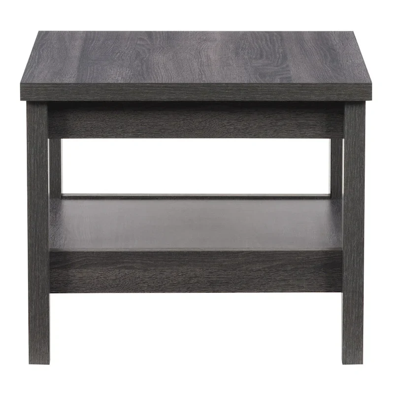 Hollywood Side Table with Shelf, Dark Grey