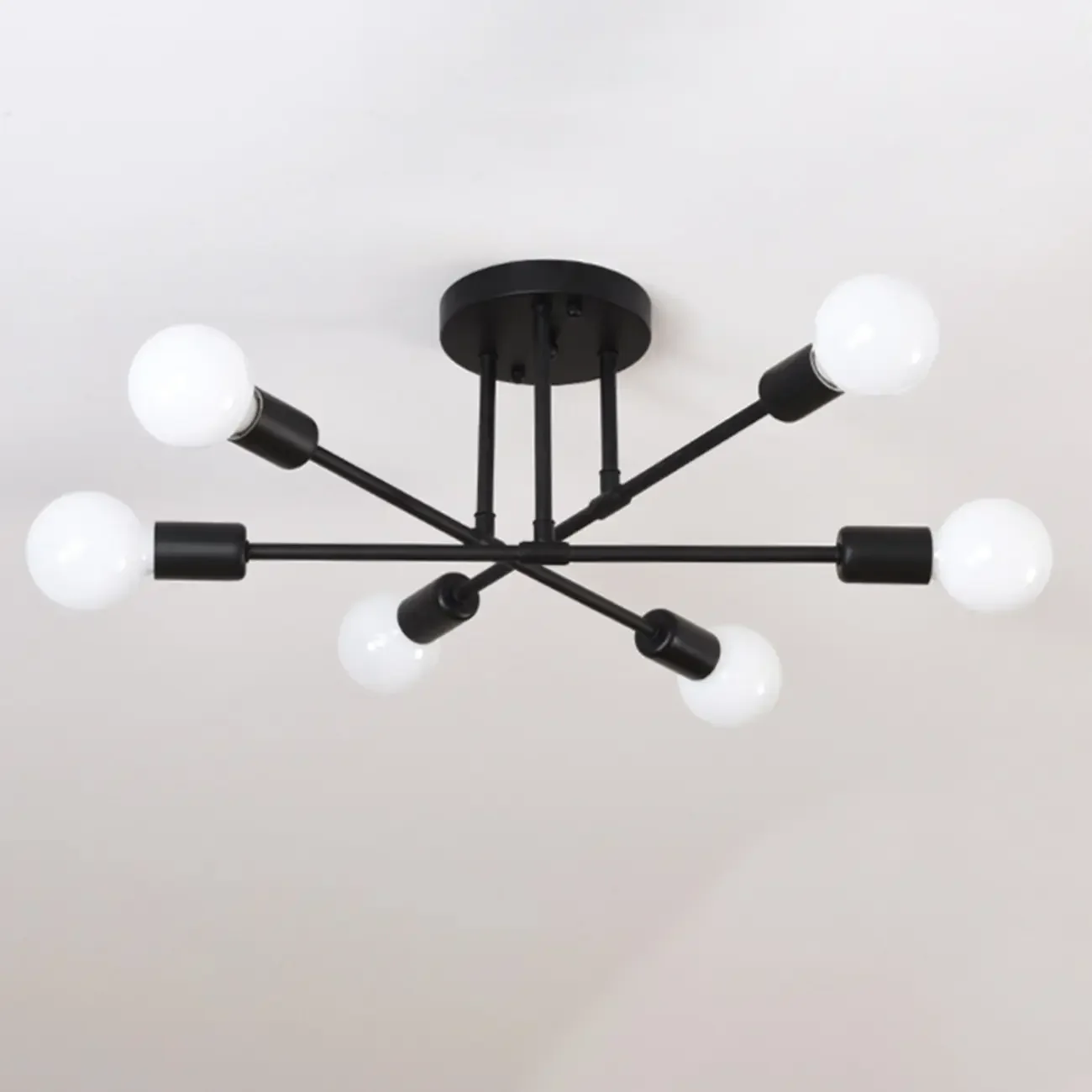 Industrial Linear Sputnik Semi Flush LED Ceiling Light