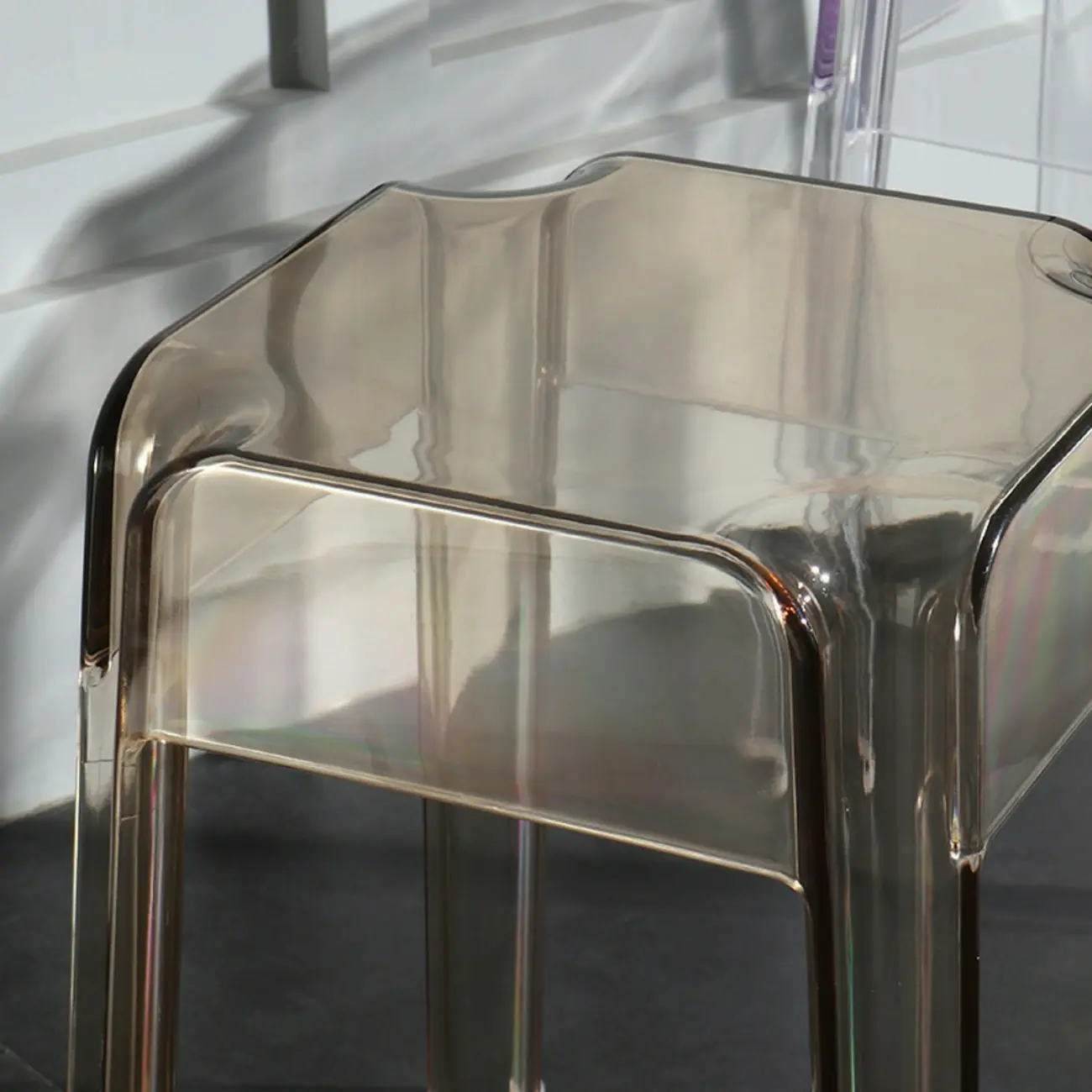 Modern Acrylic Four Legs Square Counter Bar Stool