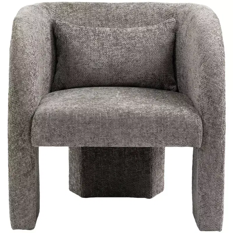 Grey / Navy Chenille Fabric Accent Chair with Arms – Seats 1