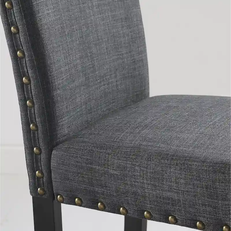 Roundhill Furniture Biony Fabric 29 Bar Stools with Nailhead Trim (Set of 2)