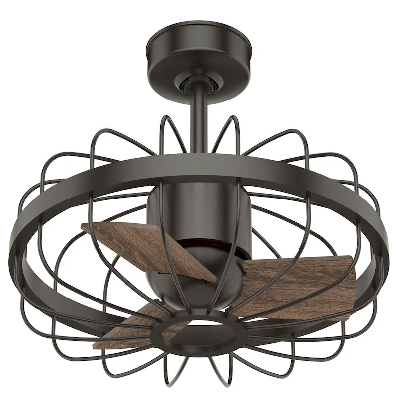 Hunter Roswell Ceiling Fan with Wall Control - Caged, 6-Speed - Farmhouse, Industrial, Transitional