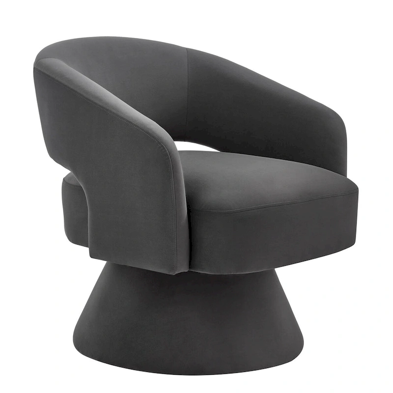 Upholstered Velvet Swivel Accent Chairs with Open Backrest