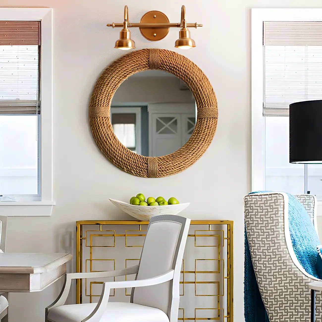 Vintage Globe Vanity Light with Copper Shade for Bathroom