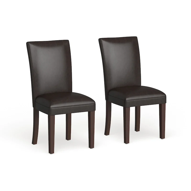 Parsons Dining Chair - Brown Faux Leather - set of 2