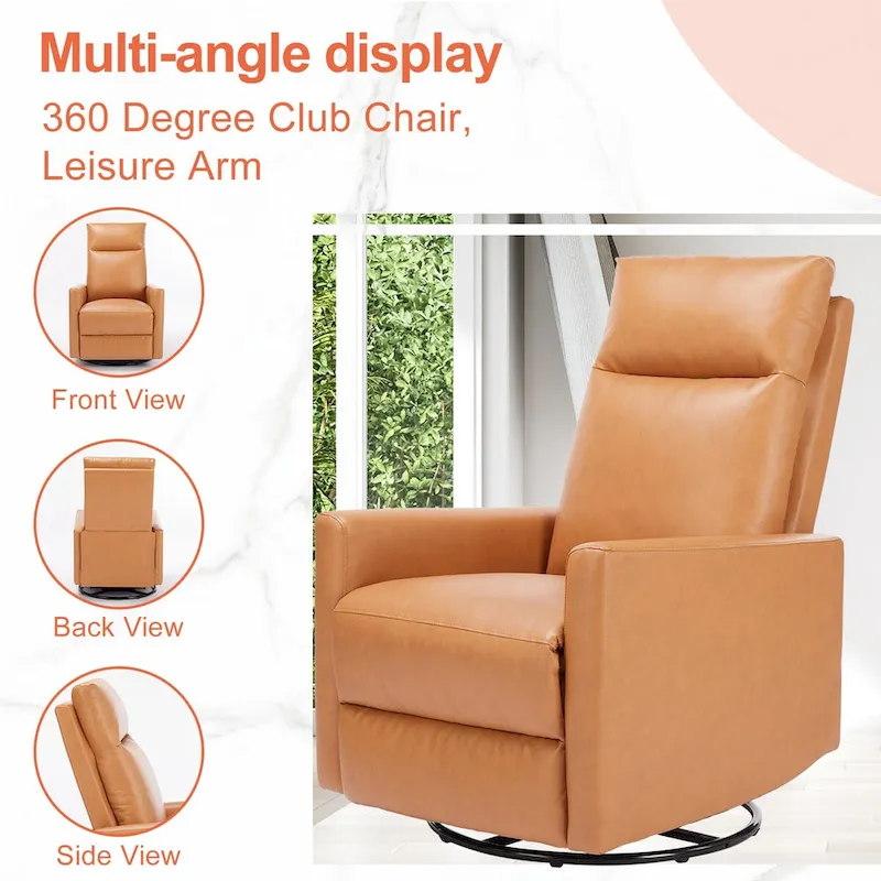 Manual Recliner Chair Winback Single Sofa, 8 Different Massage Modes, Brown