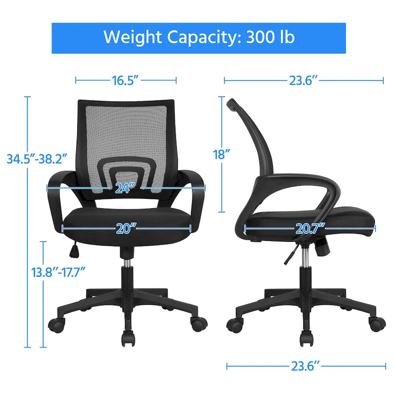 Yaheetech Adjustable Ergonomic Office Chair MidBack Mesh Swivel Chair