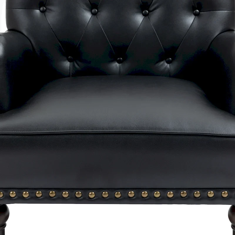 Tufted Vegan Leather Accent Chairs Armchairs with Nailhead Trim