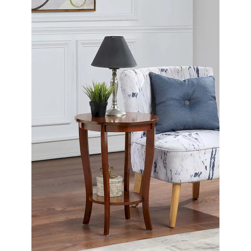 Round End Table with Shelf - Classic Design