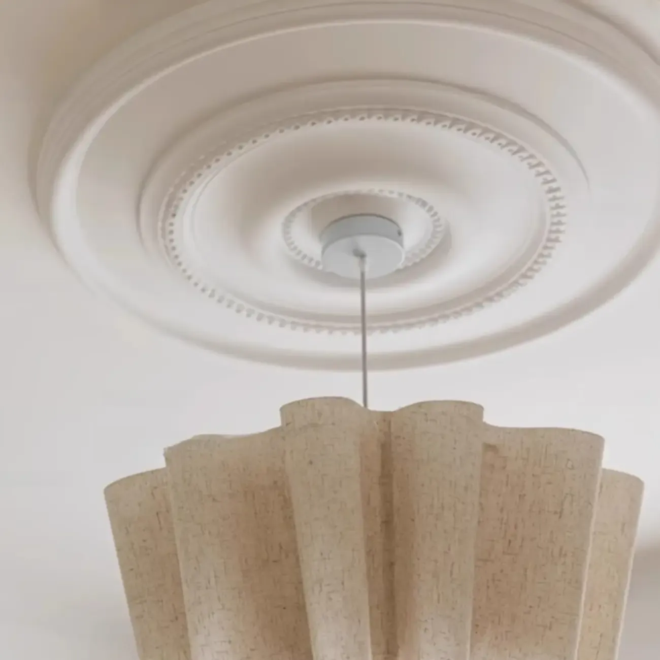 White Linen Wave Design Modern Fabric Chandelier Light