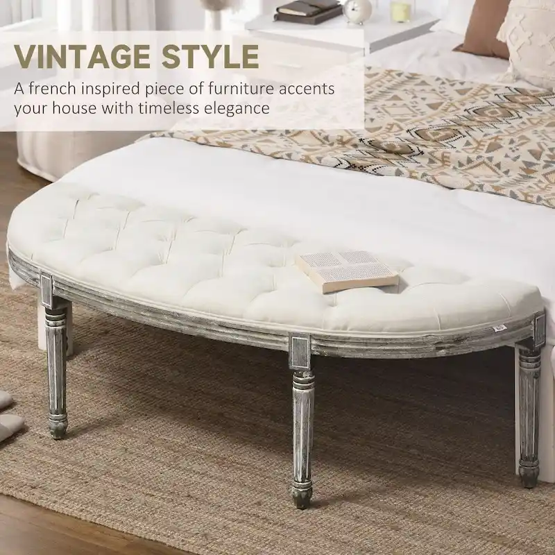 Semi-Circle End of Bed Bench with Tufted Design
