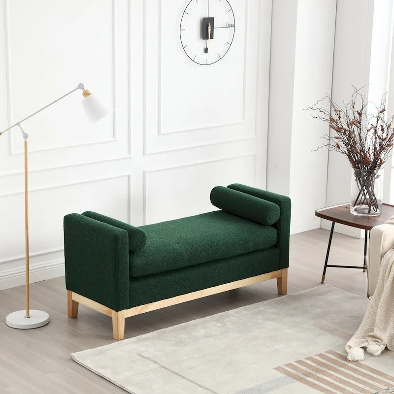 Elegant Upholstered Bench,with Wood Legs