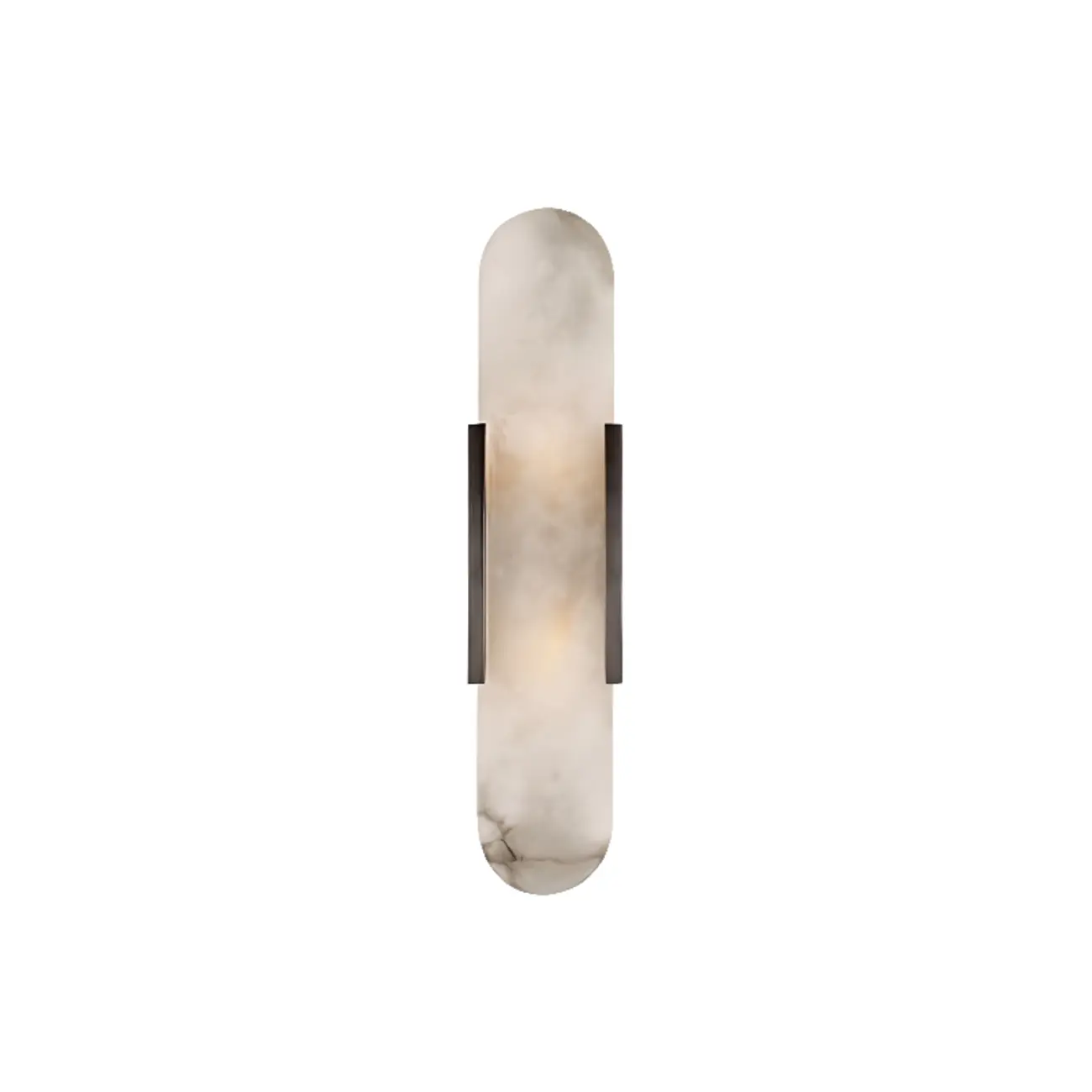 Modern Brass Oval Wall Light with Stone Chalk Shade