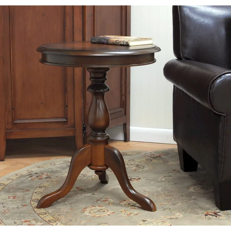Accent Table with Lathe-Turned Pedestal Base