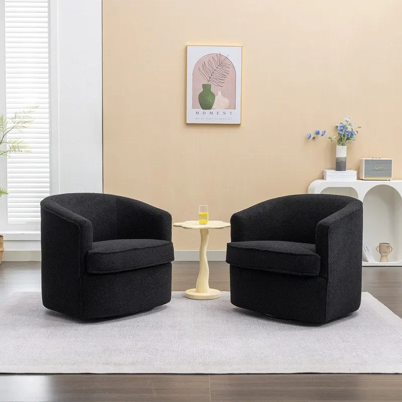 SEYNAR Modern Boucle Upholstered 360 Degree Swivel Accent Club Chair Set of 2