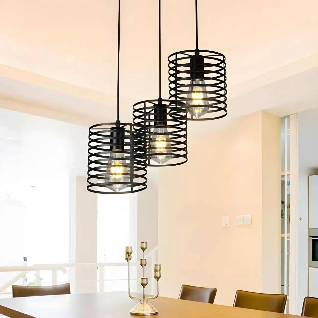 Industrial Black 3-Light Lantern Pendant Light