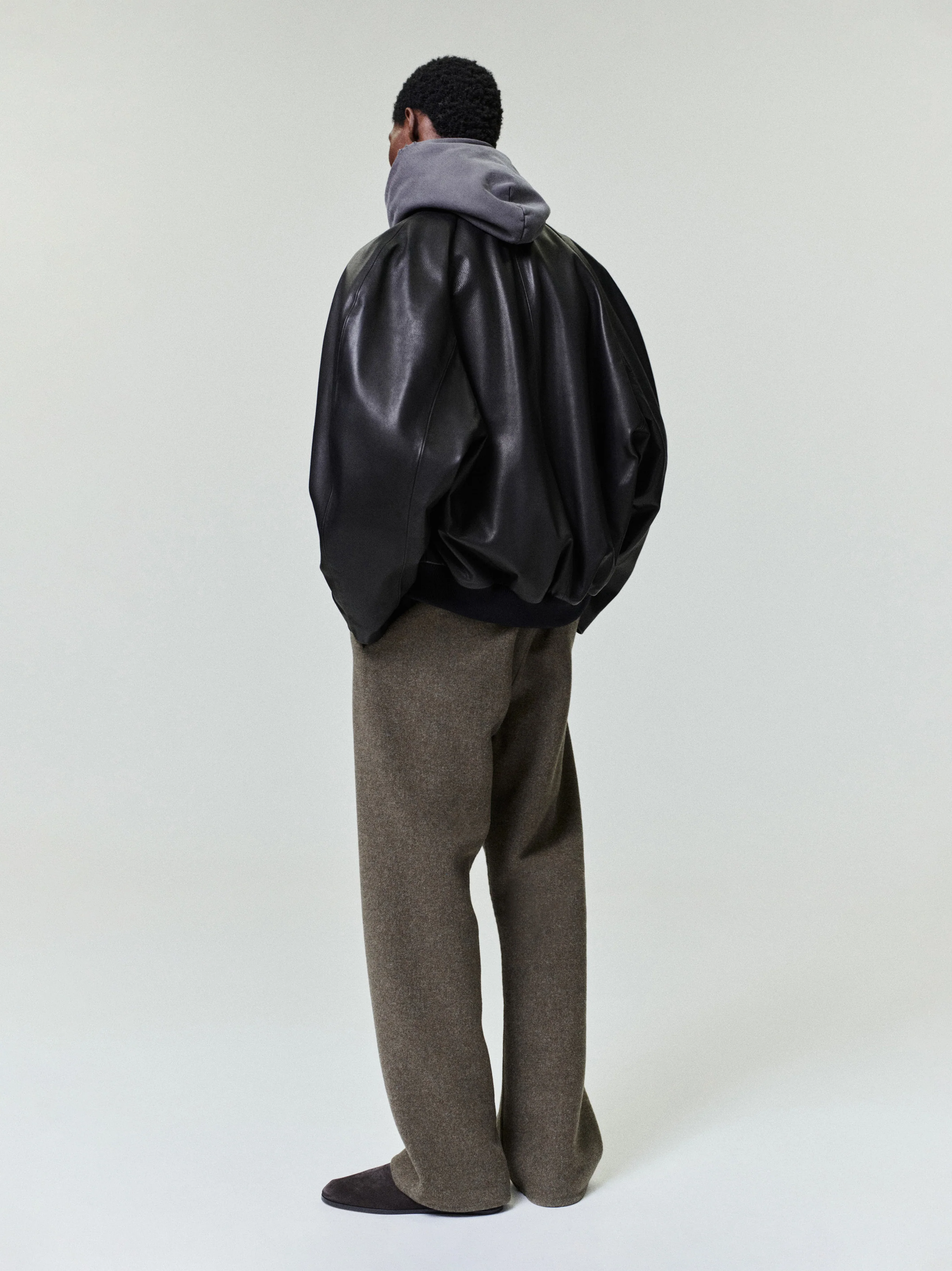 Leather Raglan Bomber Jacket
