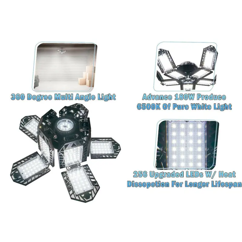 10 Leaf LED Bright Light Deformable 10 Adjustable Panels Garage Ceiling Light - Small