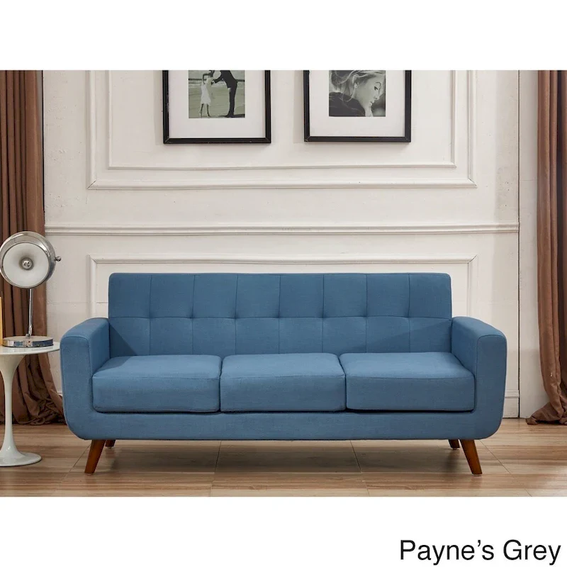 Grace Rainbeau Linen Upholstered Tufted Mid-century Sofa
